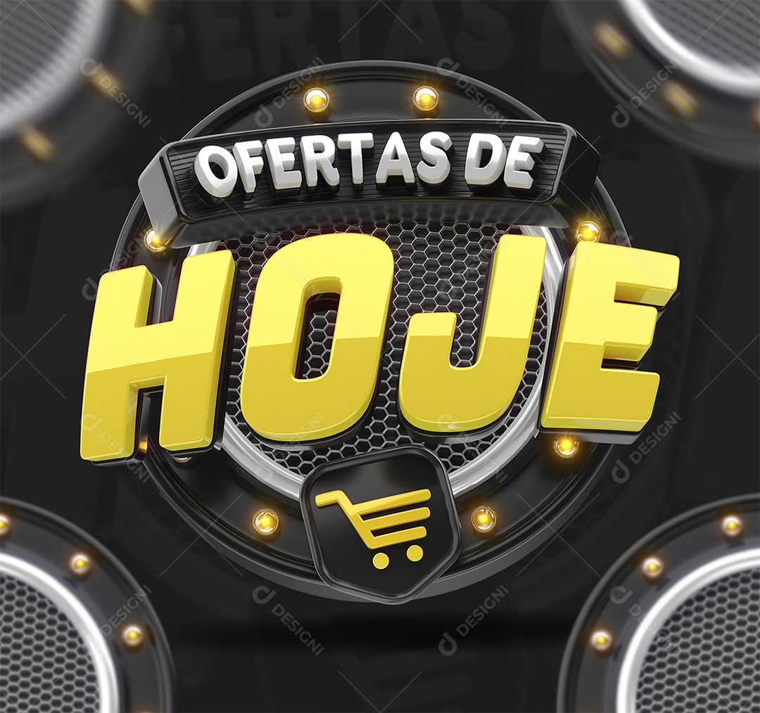 Ofertas de Hoje Selo 3D Branco e Amarelo para Composição PSD