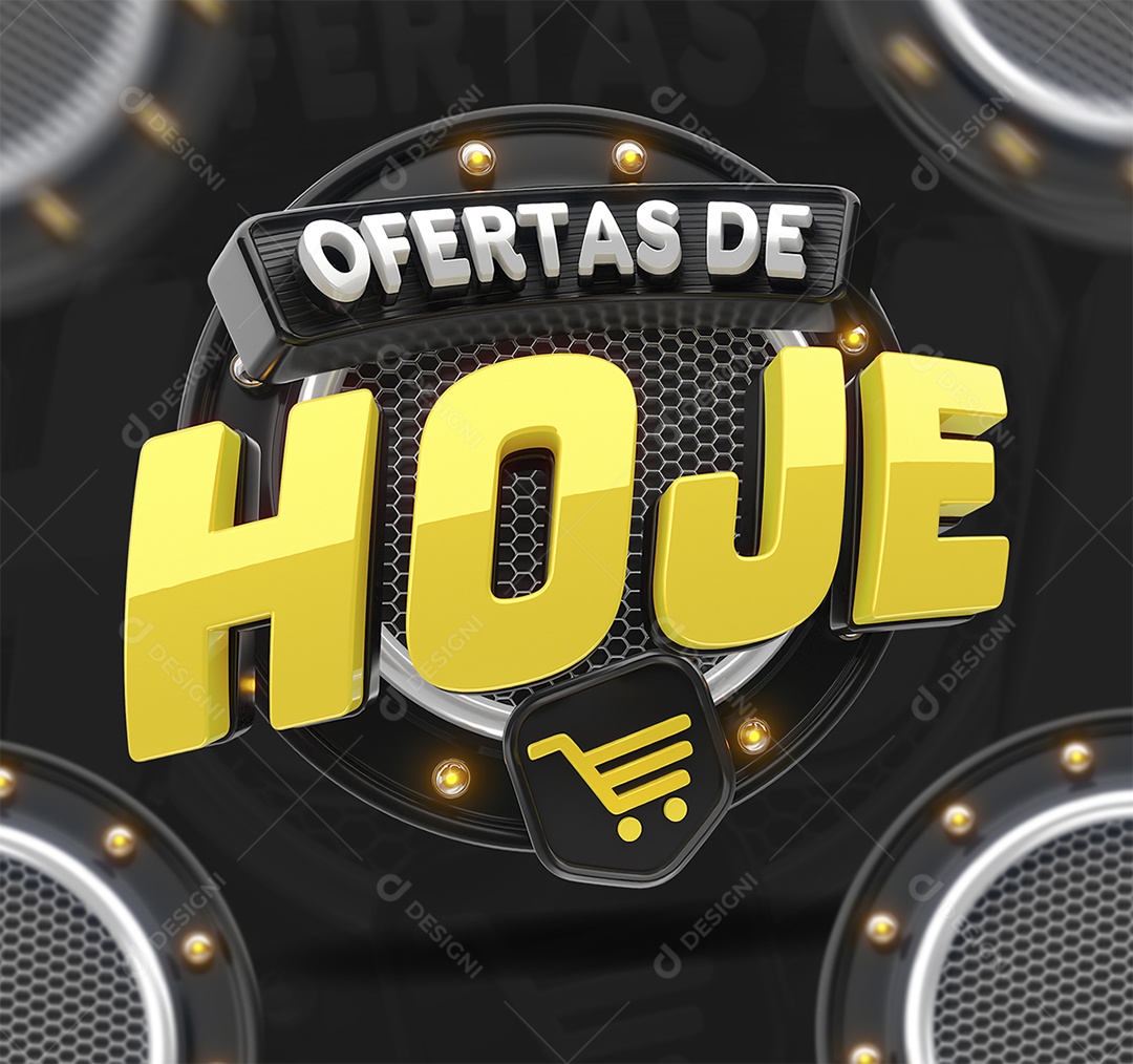 Ofertas de Hoje Selo 3D Branco e Amarelo para Composição PSD