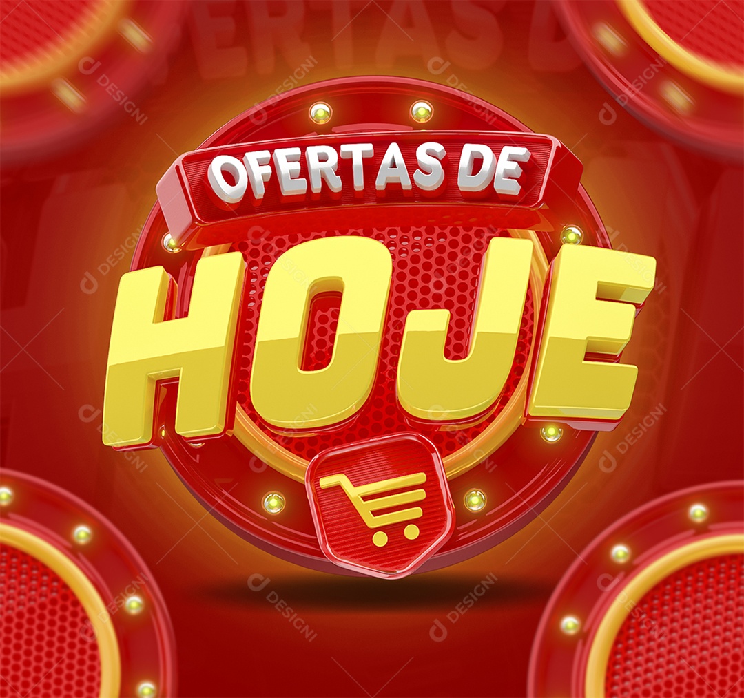 Ofertas de Hoje Selo 3D Amarelo e Vermelho para Composição PSD