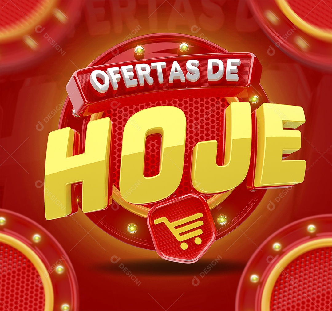 Ofertas de Hoje Selo 3D Amarelo e Vermelho para Composição PSD