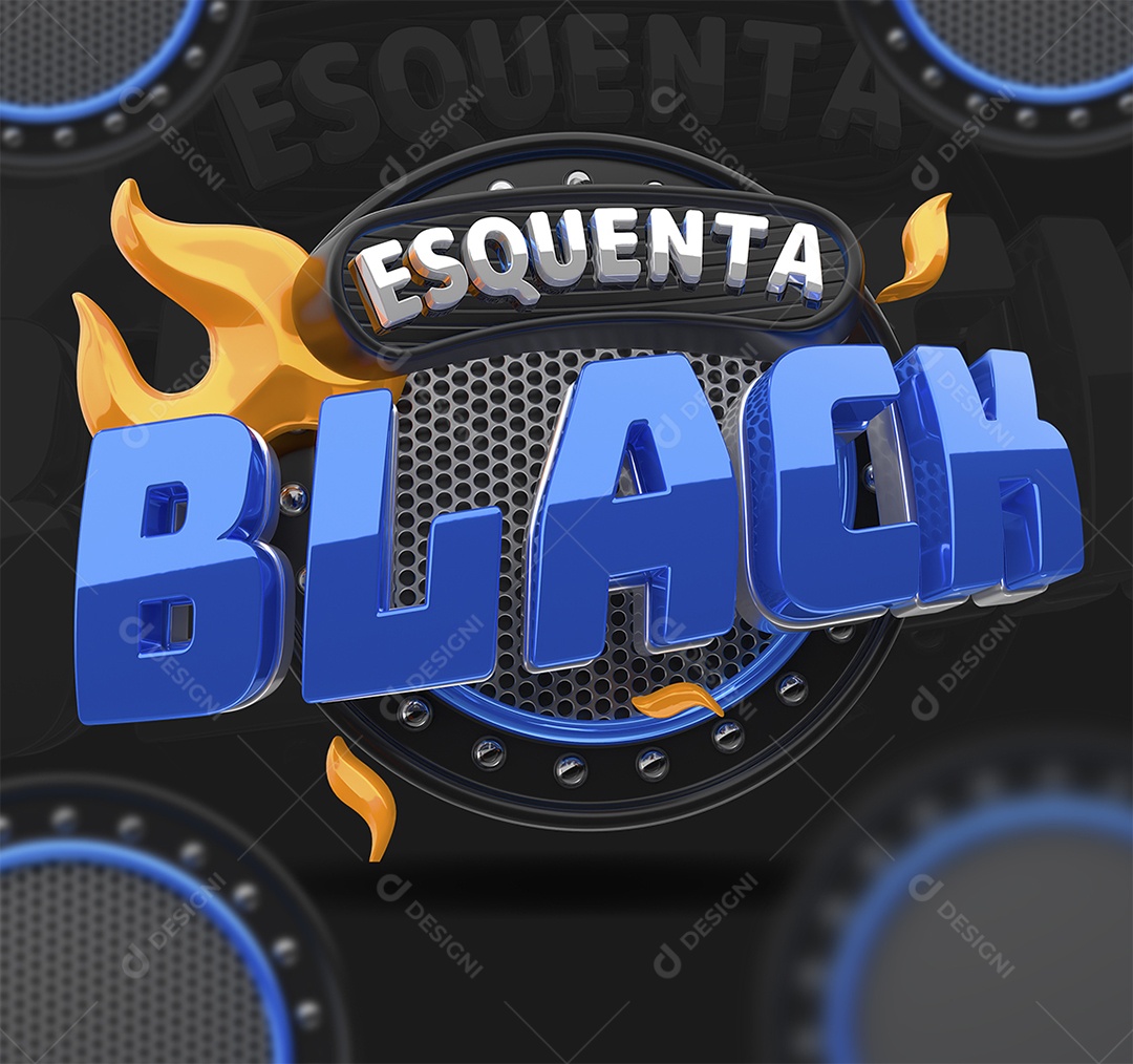 Esquenta Black Selo 3D Azul para Composição PSD