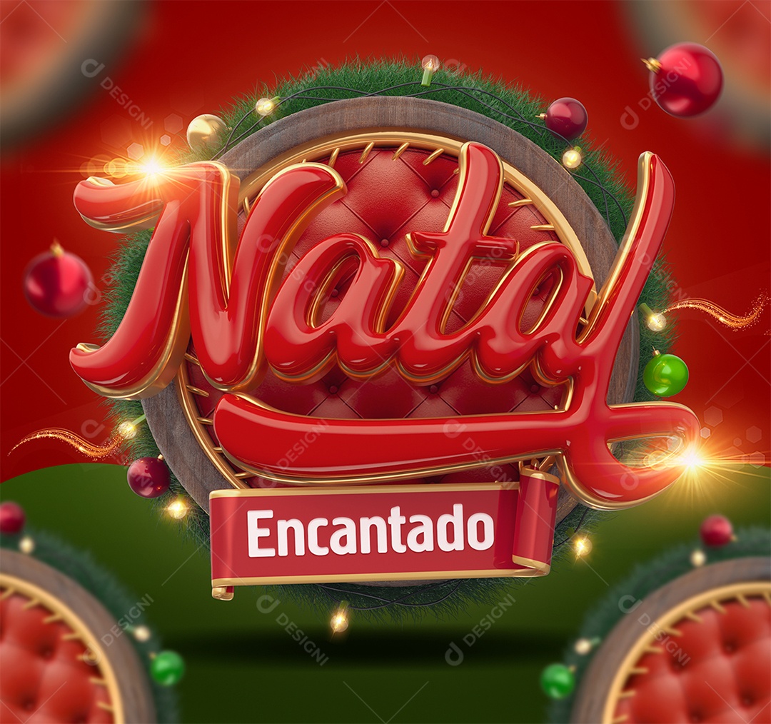 Natal Encantado Selo 3D para Composição PSD