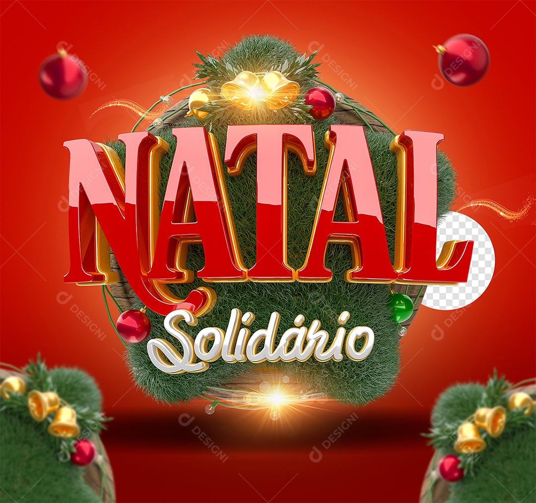 Natal Solídário Selo 3D para Composição PSD
