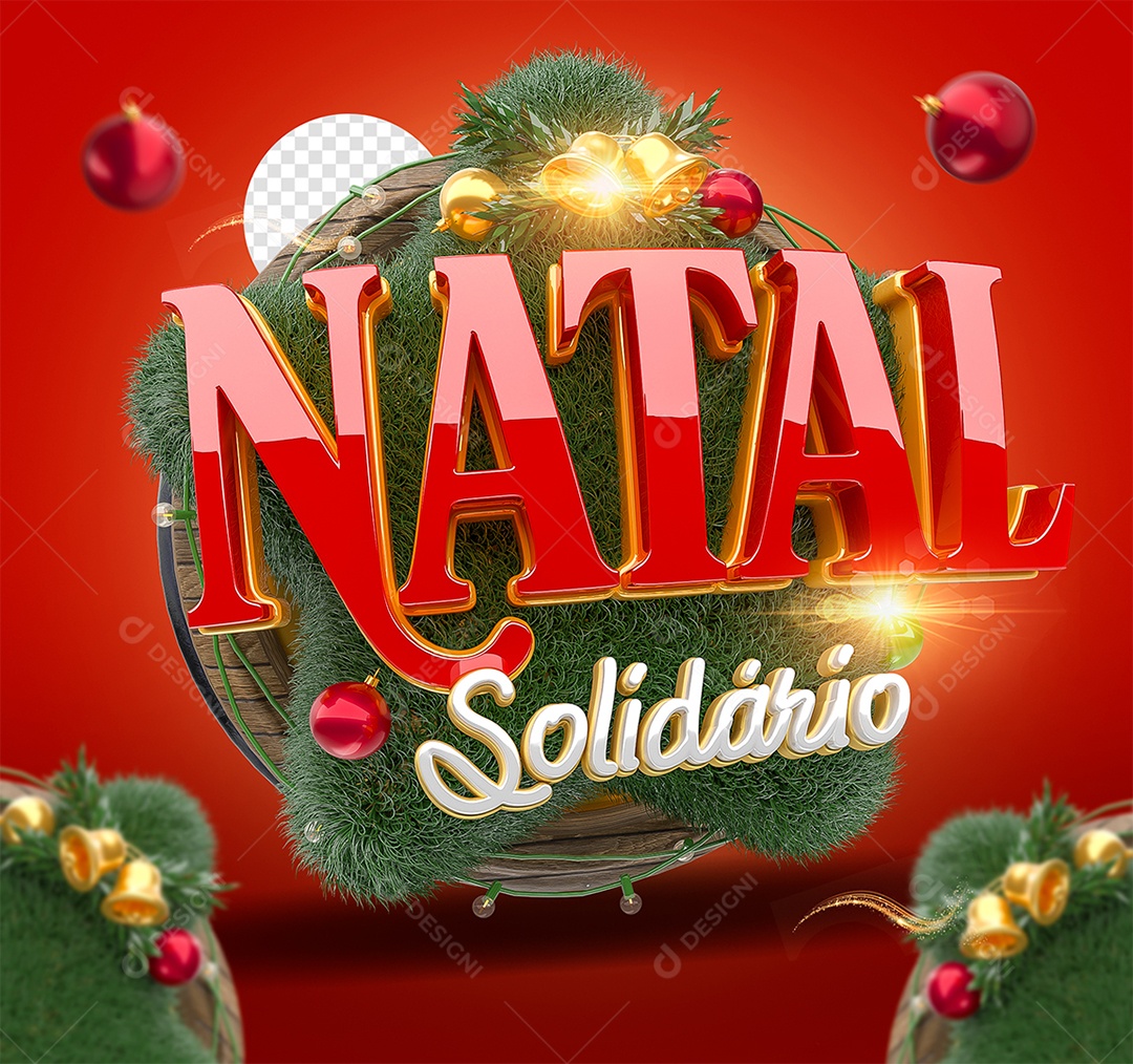 Natal Solídário Selo 3D para Composição PSD