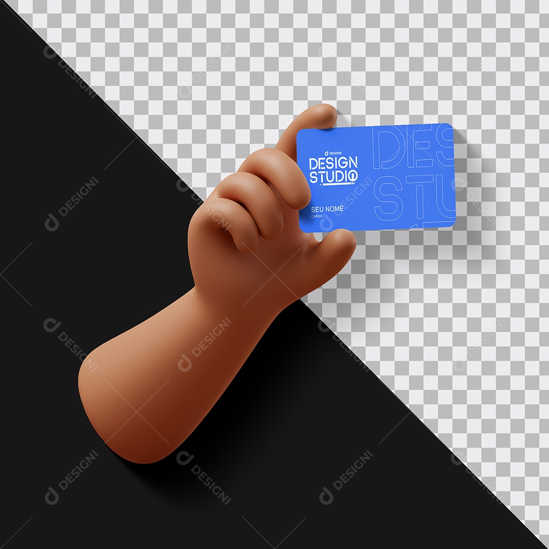 Mockup Cartão de Visita na Mão Masculina 3D PSD Editável