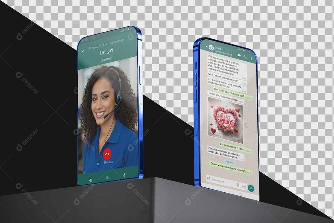 Mockup Conversa e Chamada de Vídeo Whatsapp Celular PSD Editável