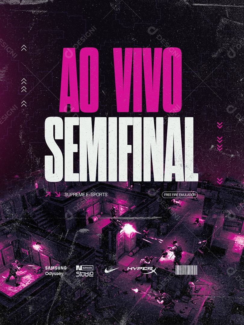 Esports Ao Vivo Semifinal Frree Fire Emulador Social Media PSD Editável