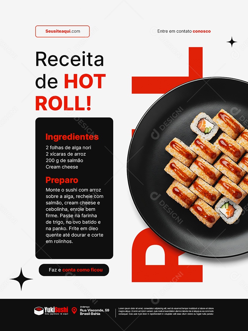Receita de Hot Roll Social Media PSD Editável