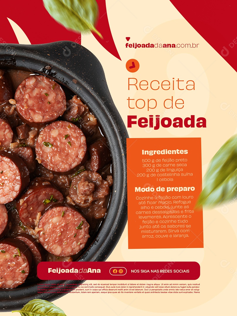 Receita Top de Feijoada Social Media PSD Editável