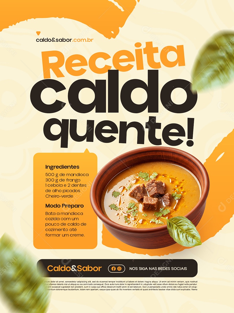 Receita Caldo Quente Social Media PSD Editável