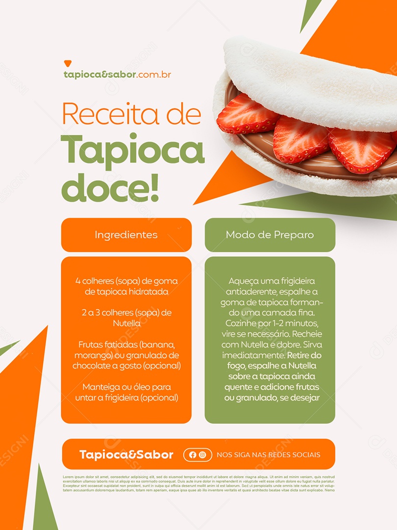 Receita de Tapioca Doce Social Media PSD Editável