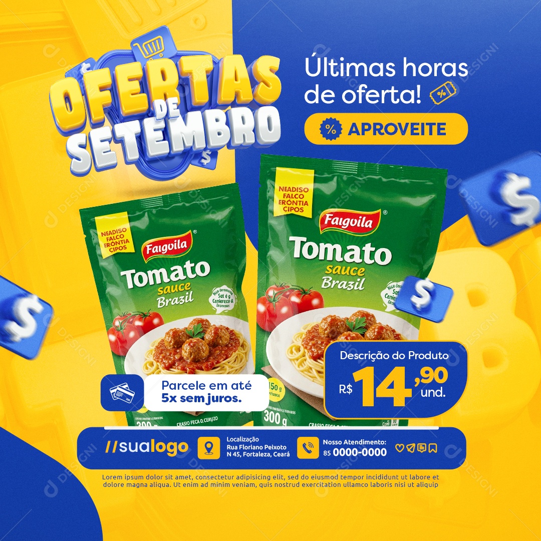 Ofertas de Setembro Supermercado Últimas Horas de Oferta Social Media PSD Editável