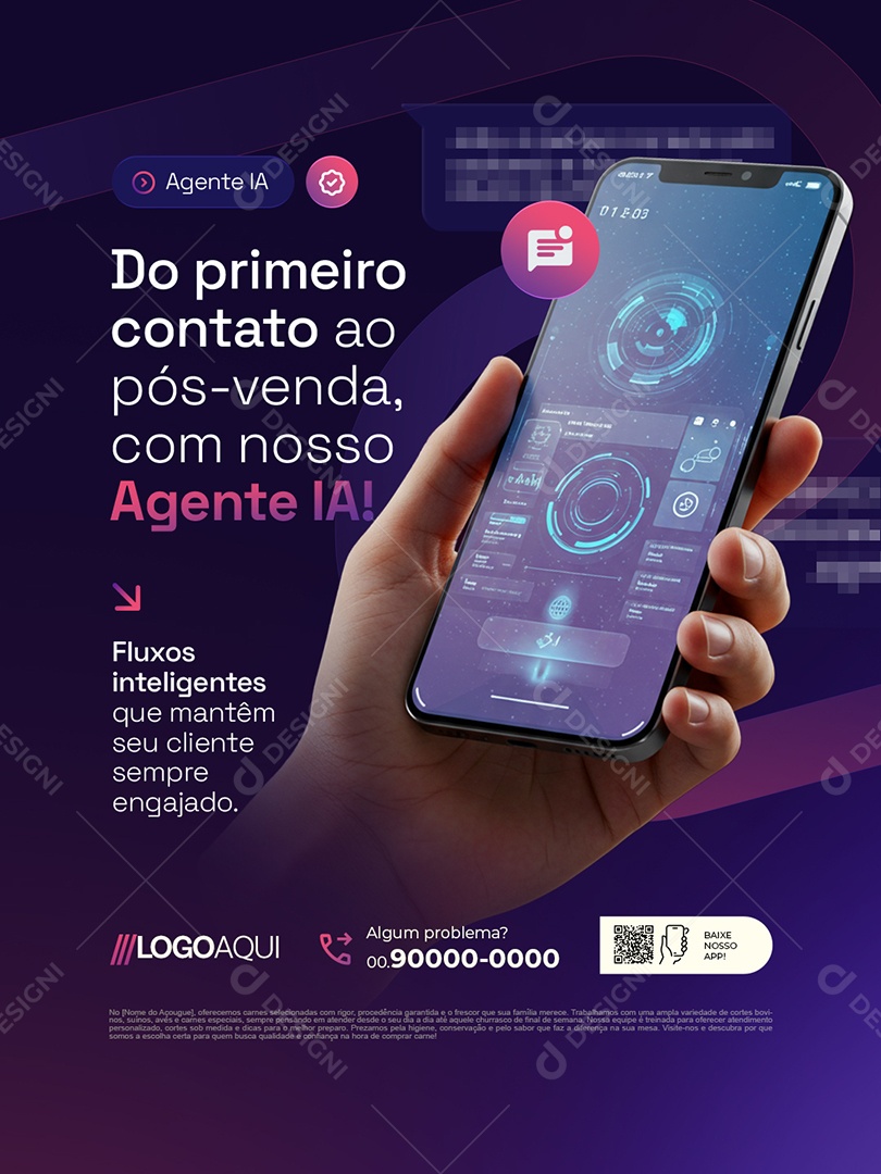 Agentes de IA do Primeiro Contato ao Pós-Venda Social Media PSD Editável