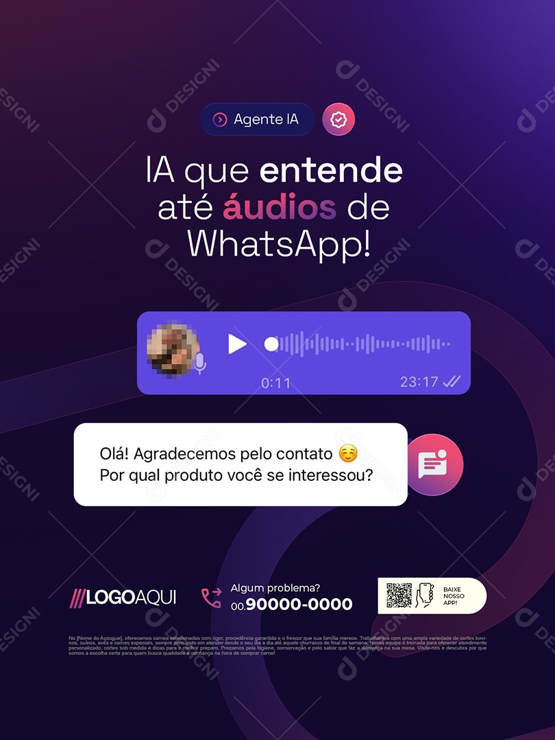 Agentes de IA Que Entende Até Áudios de WhatsApp Social Media PSD Editável