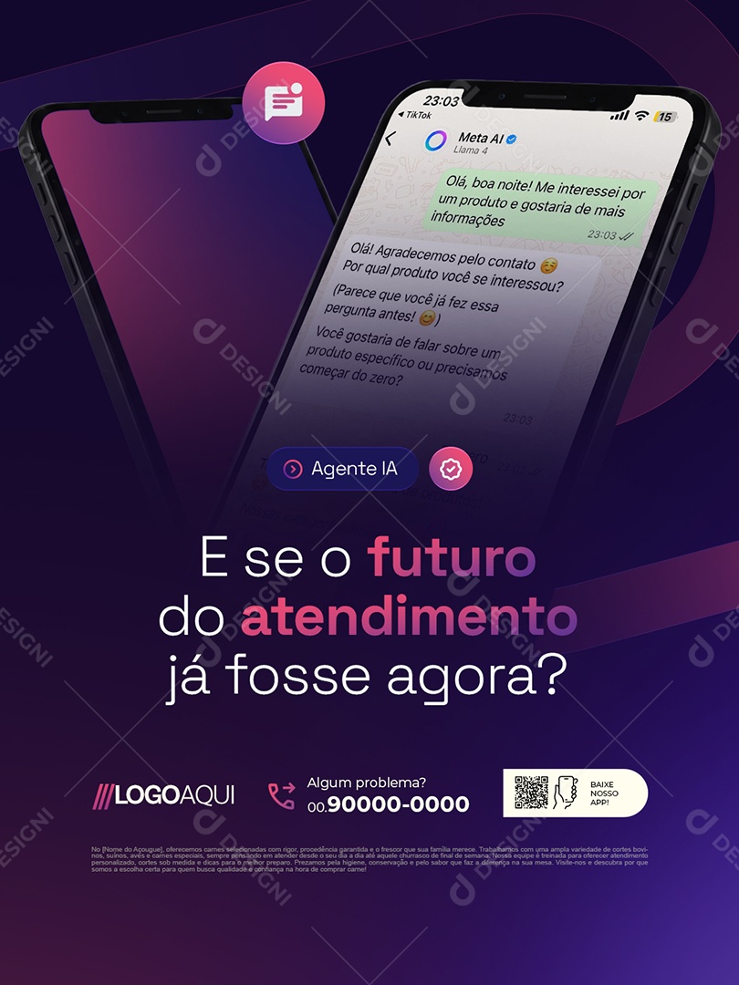 Agentes de IA E Se o Futuro do Atendimento Já Fosse Agora Social Media PSD Editável