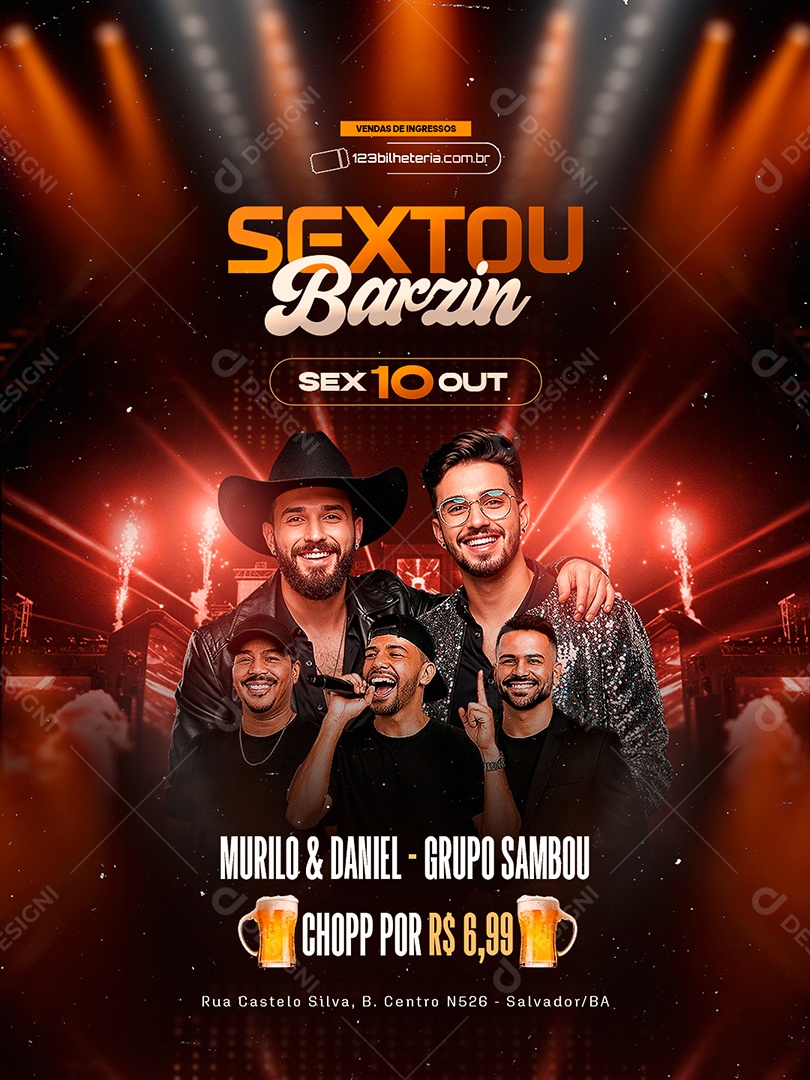 Flyer Sextou Barzin Social Media PSD Editável