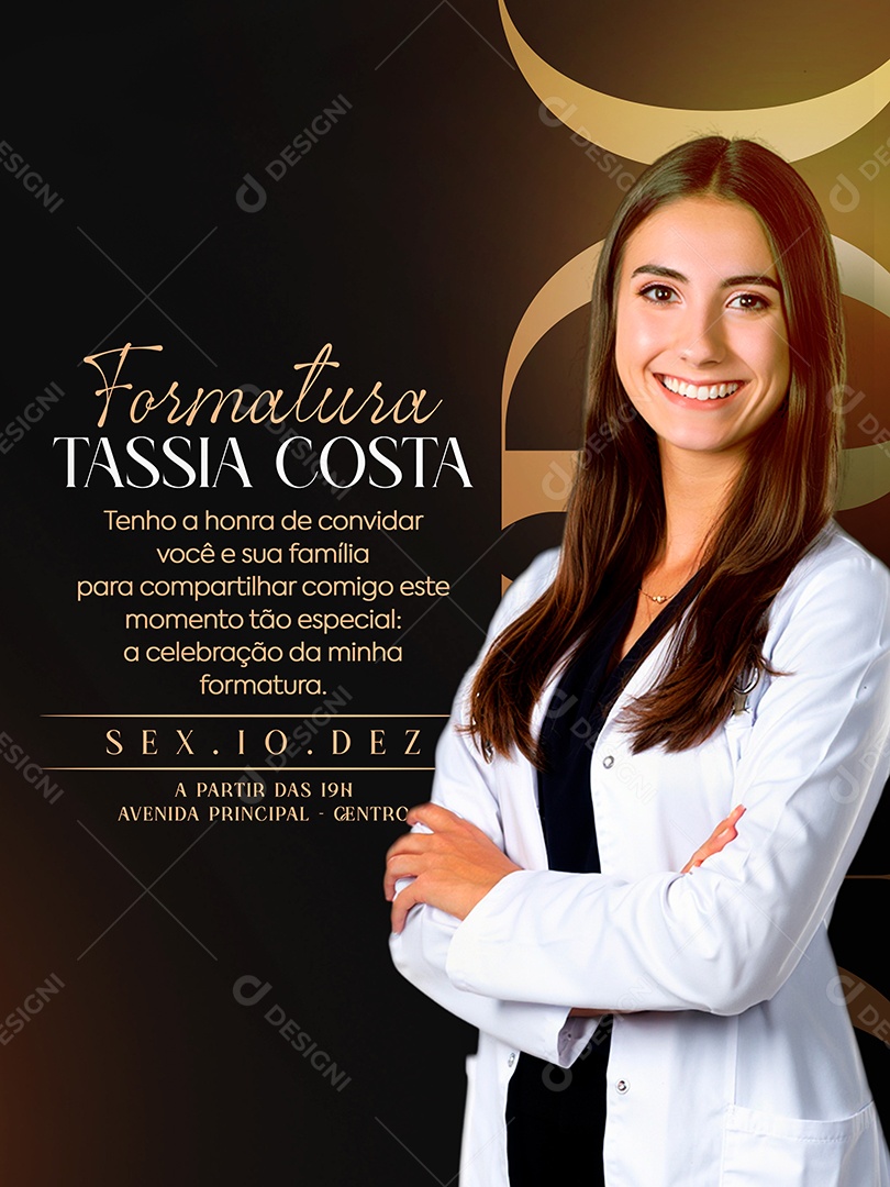 Modelo de Convite de Formatura PSD Editável