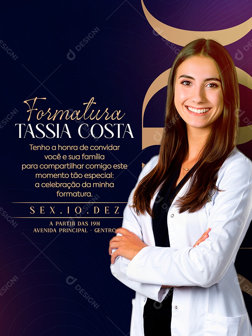 Modelo de Convite de Formatura PSD Editável