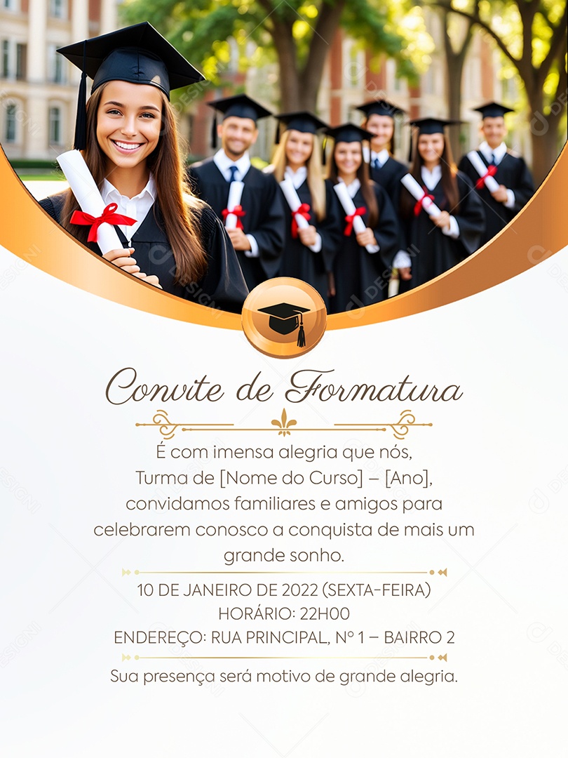 Modelo de Convite de Formatura PSD Editável
