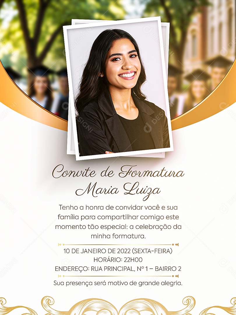 Modelo de Convite de Formatura PSD Editável