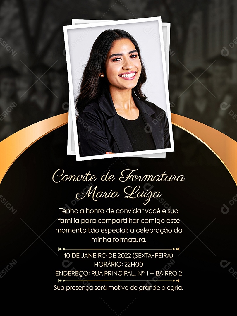Modelo de Convite de Formatura PSD Editável