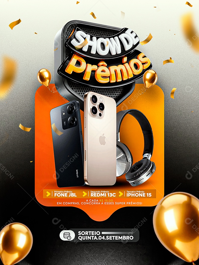 Show de Prêmios Sorteio Social Media PSD Editável