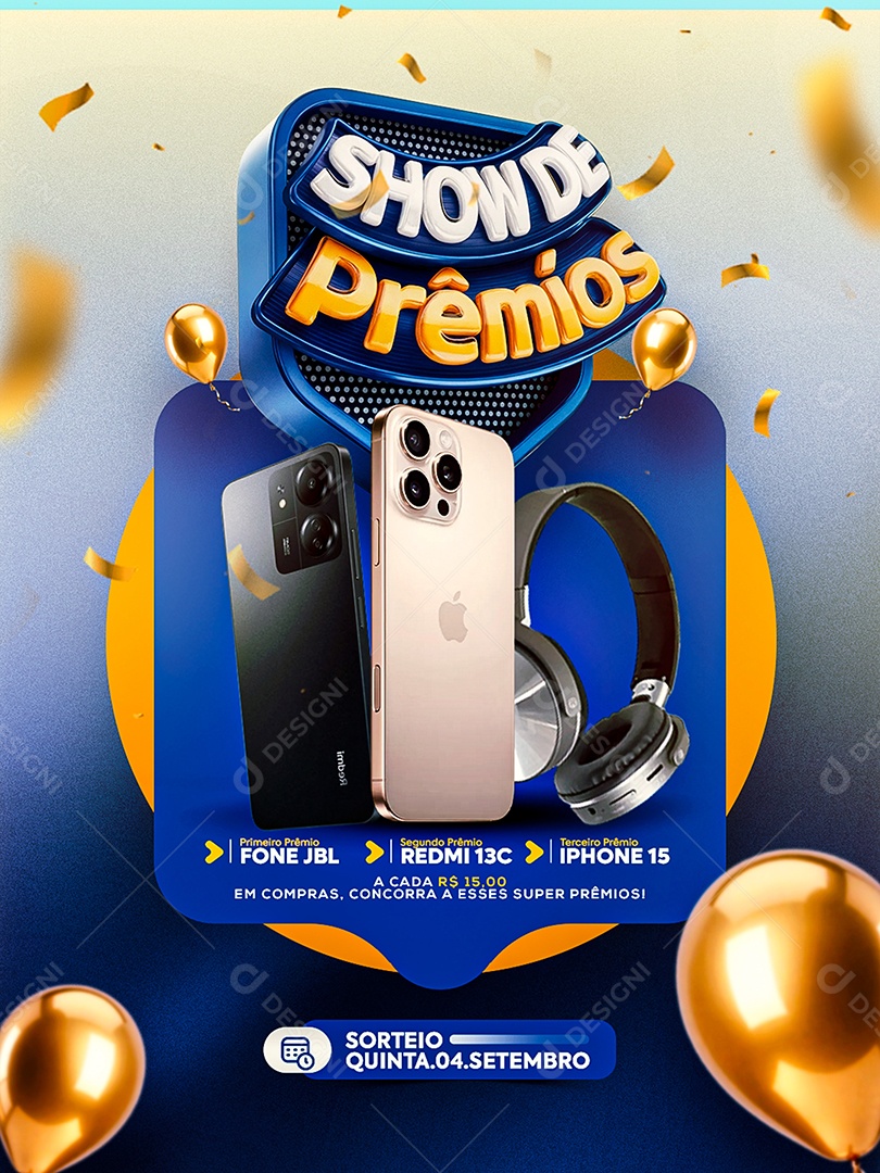 Show de Prêmios Sorteio Social Media PSD Editável