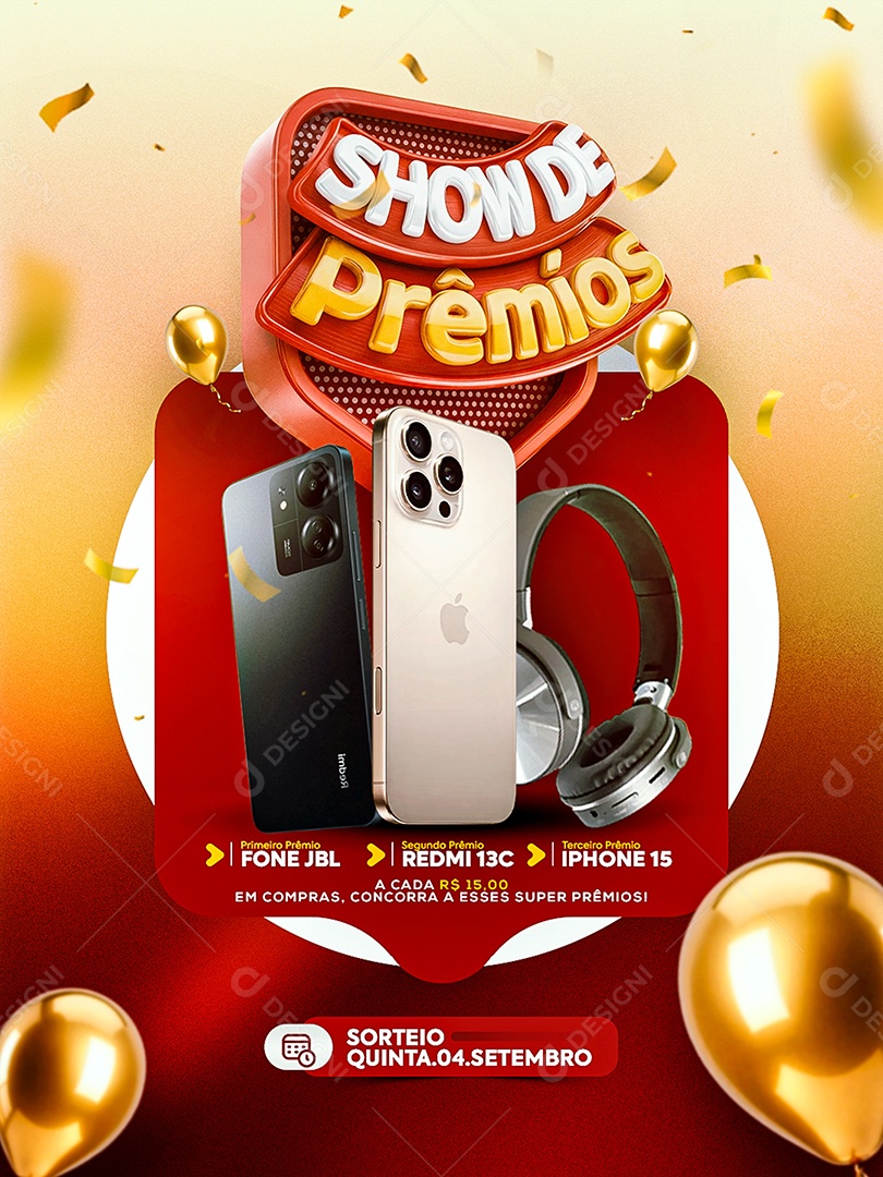 Show de Prêmios Sorteio Social Media PSD Editável