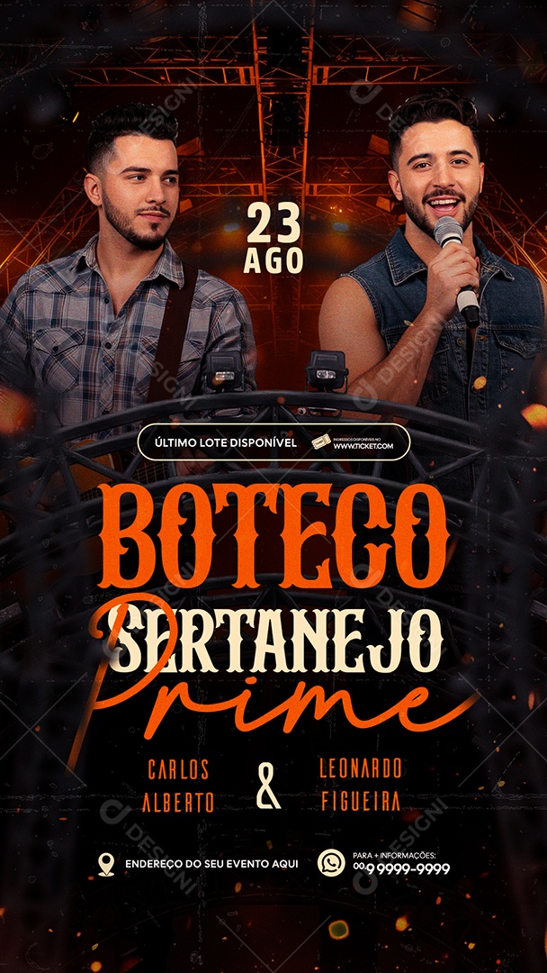 Flyer Story Boteco Sertanejo Social Media PSD Editável