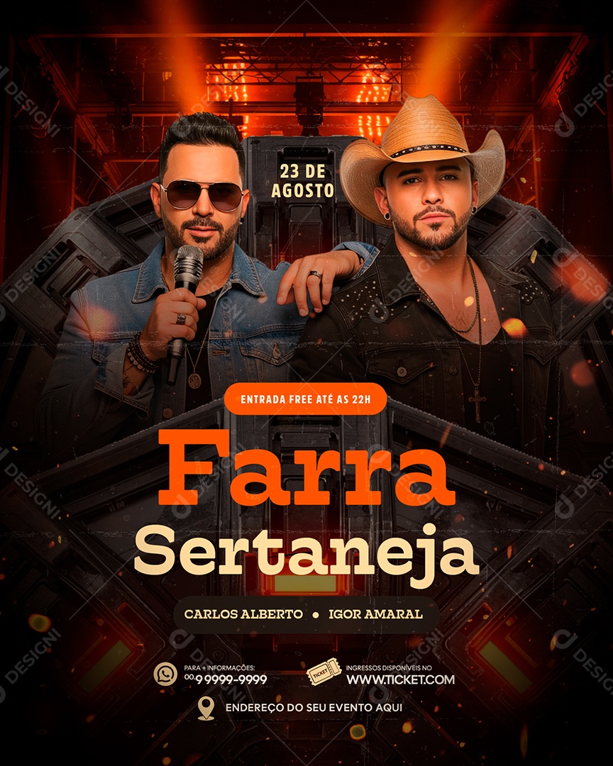 Shows Farra Sertaneja Sertanejo Social Media PSD Editável