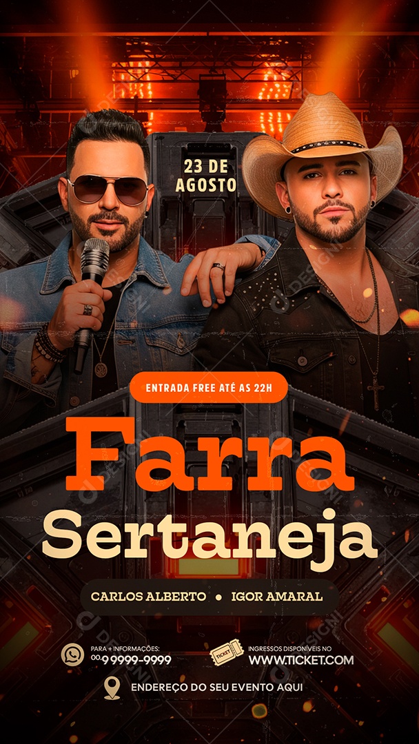 Flyer Story Farra Sertaneja Social Media PSD Editável