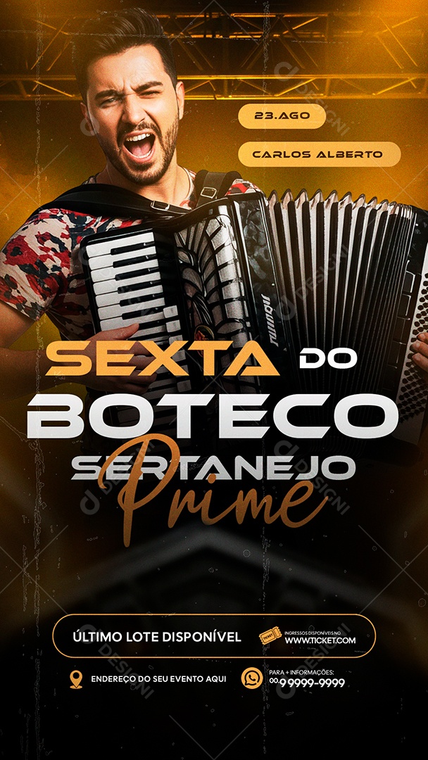 Flyer Story Sexta do Boteco Sertanejo Social Media PSD Editável