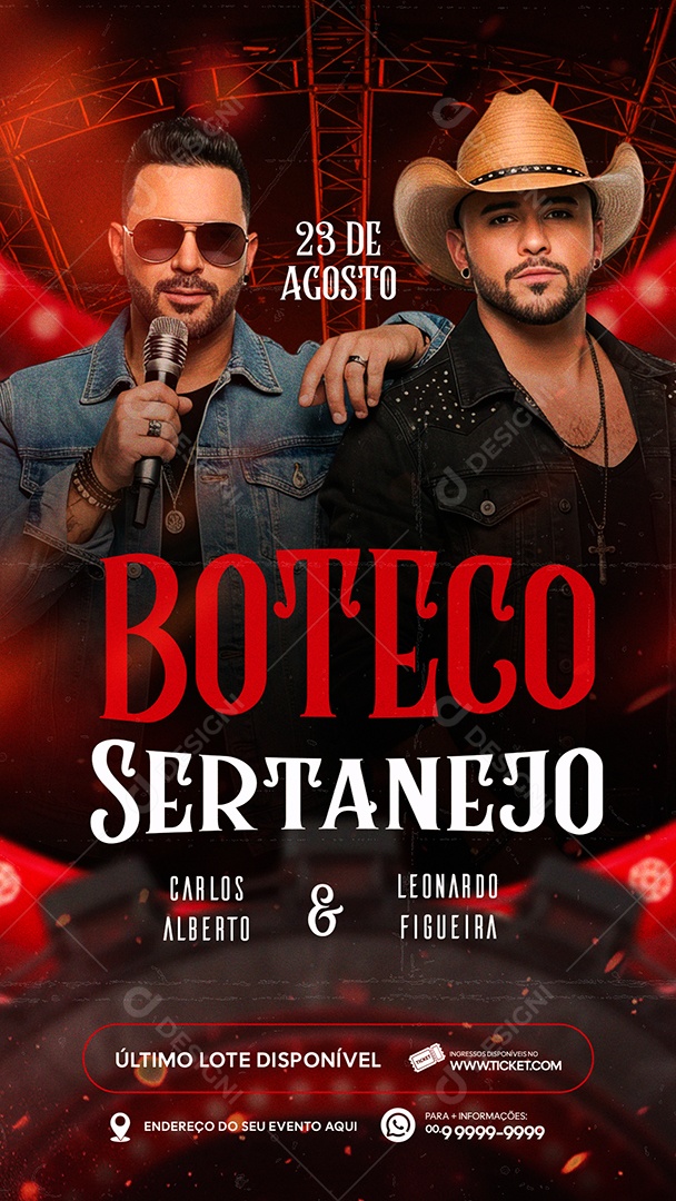 Flyer Story Boteco Sertanejo Social Media PSD Editável