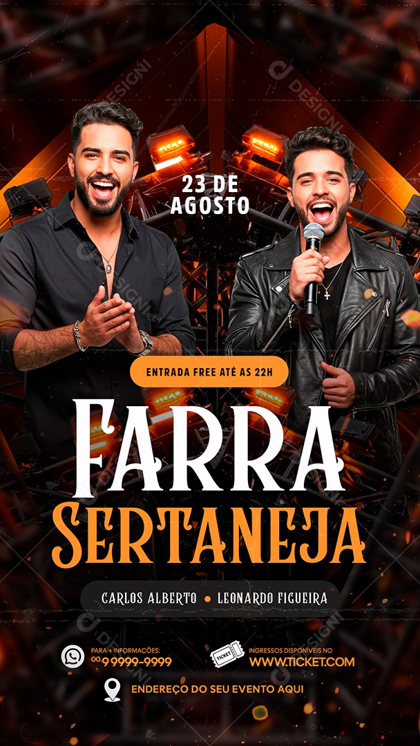 Flyer Story Farra Sertaneja Social Media PSD Editável