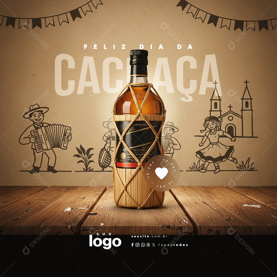 Feliz Dia da Cachaça 13 de Setembro Social Media PSD Editável