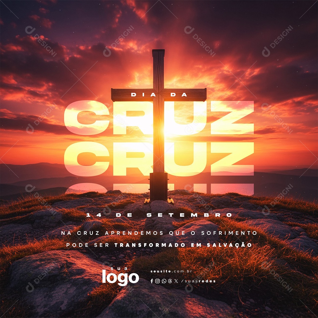 Dia da Cruz 14 de Setembro Salvação Social Media PSD Editável