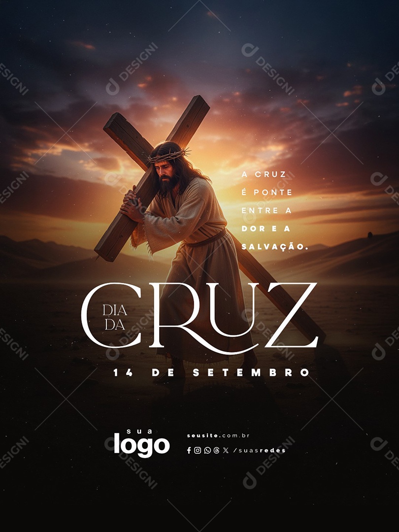 Dia da Cruz 14 de Setembro Ponte Entre a Dor e a Salvação Social Media PSD Editável