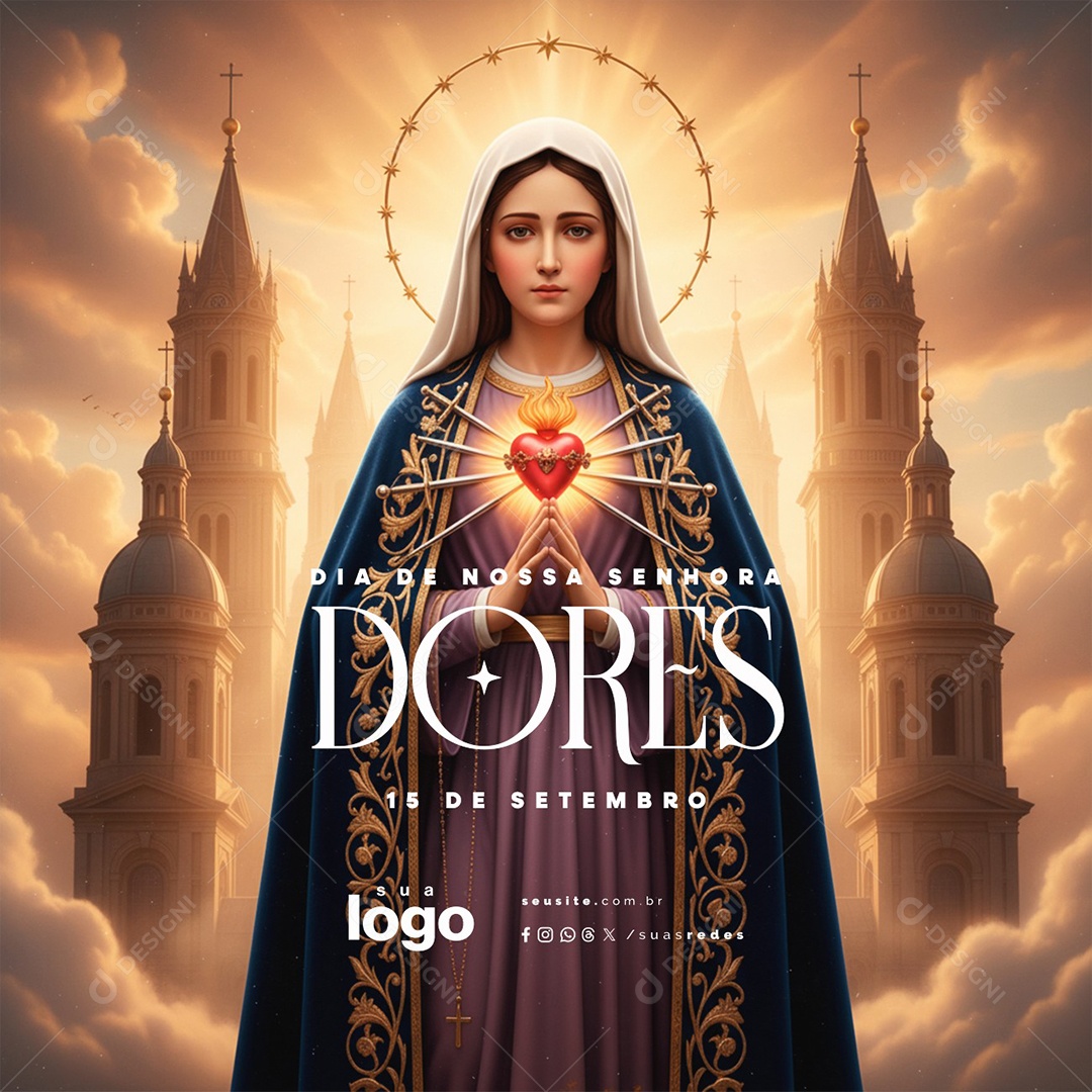 Dia de Nossa Senhora das Dores 15 de Setembro Social Media PSD Editável