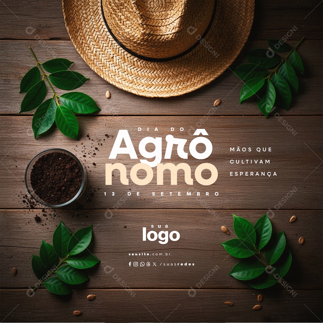 Dia do Agrônomo 13 de Setembro Mãos Que Cultivam Esperança Social Media PSD Editável