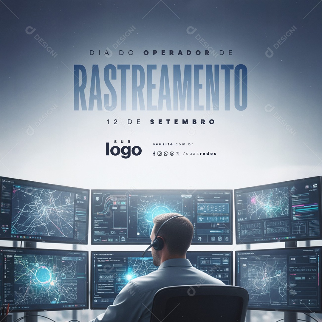 Dia do Operador de Rastreamento 12 de Setembro Social Media PSD Editável