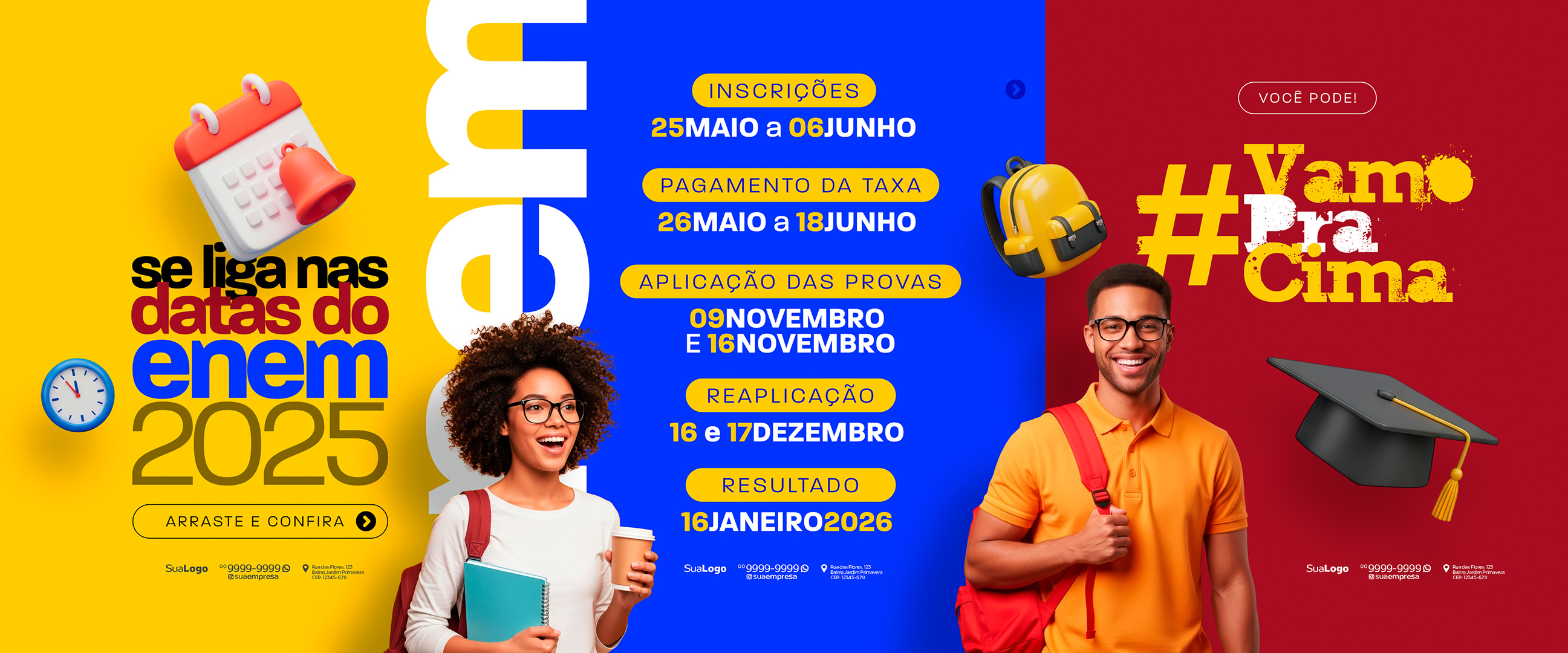 Banner Enem 2025 Vamos Pra Cima Social Media PSD Editável