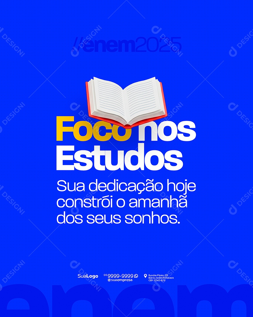 Enem 2025 Foco Nos Estudos Social Media PSD Editável