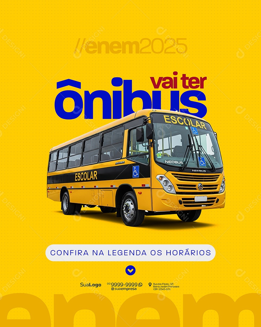 Enem 2025 Vai Ter Ônibus Social Media PSD Editável