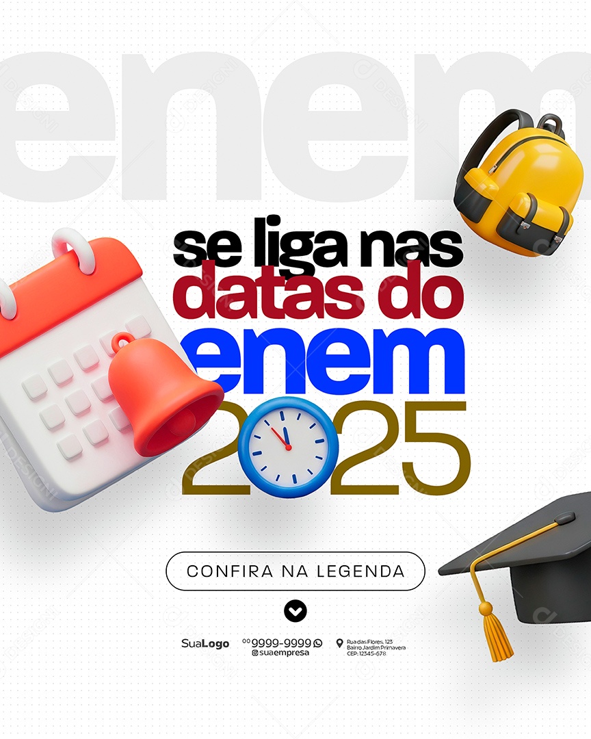 Enem 2025 Se Liga Nas Datas Social Media PSD Editável