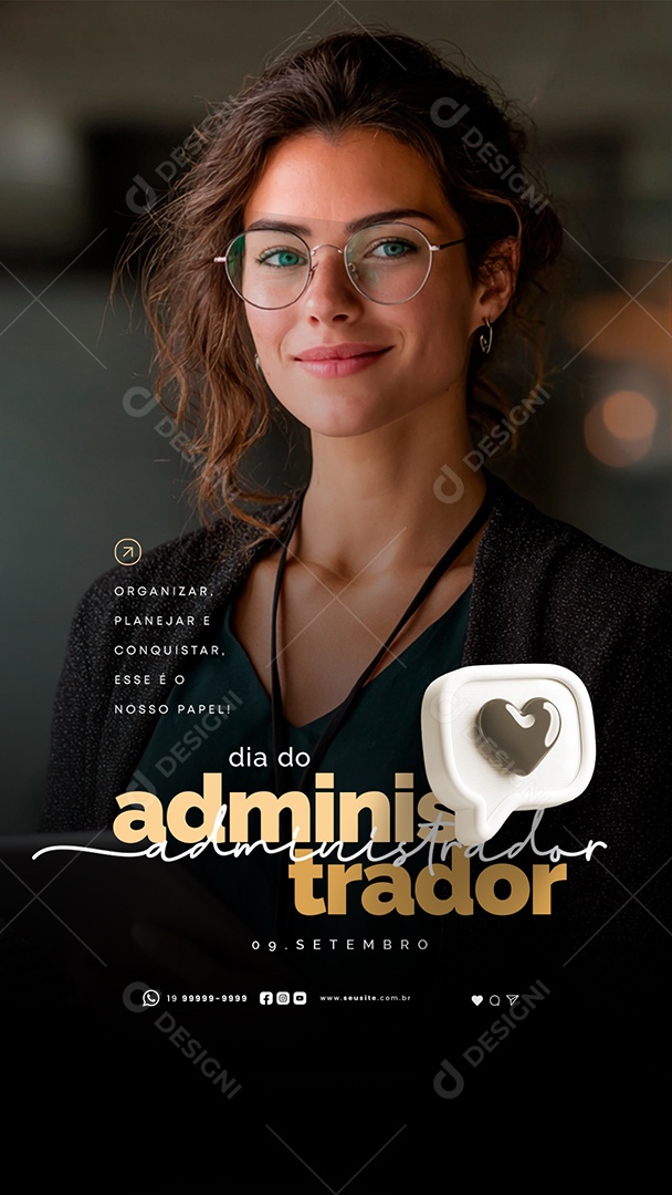 Story Dia do Administrador 09 de Setembro Organizar Planejar e Conquistar Social Media PSD Editável