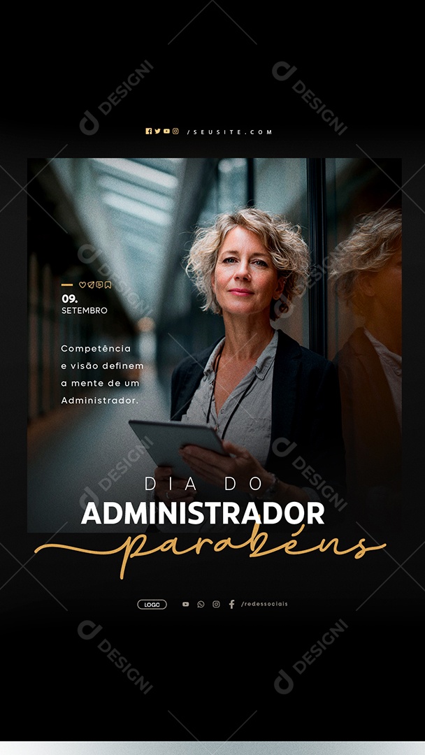 Story Dia do Administrador 09 de Setembro Parabéns Competência e Visão Social Media PSD Editável