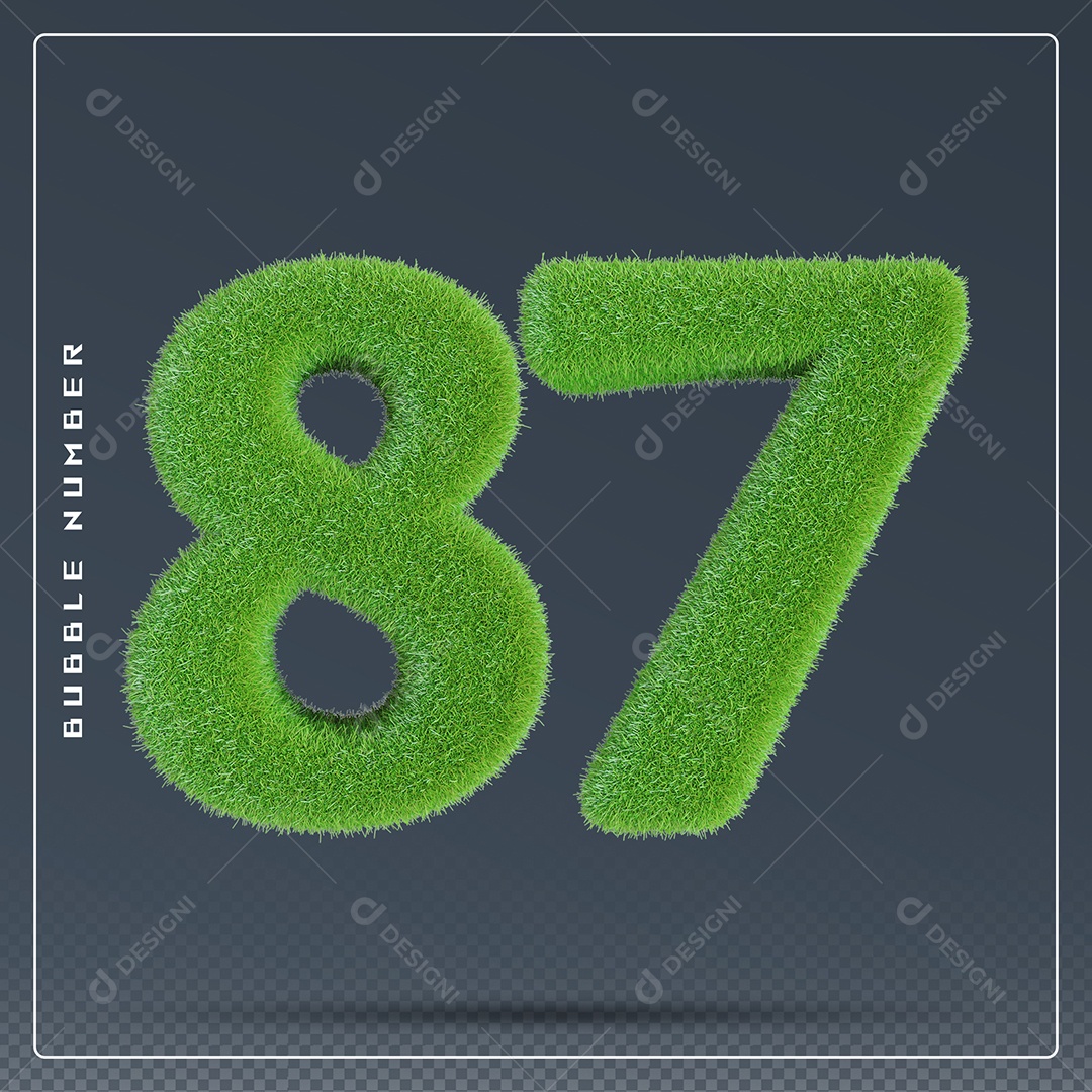 Elemento 3D Número 87 Verde para Composição PSD