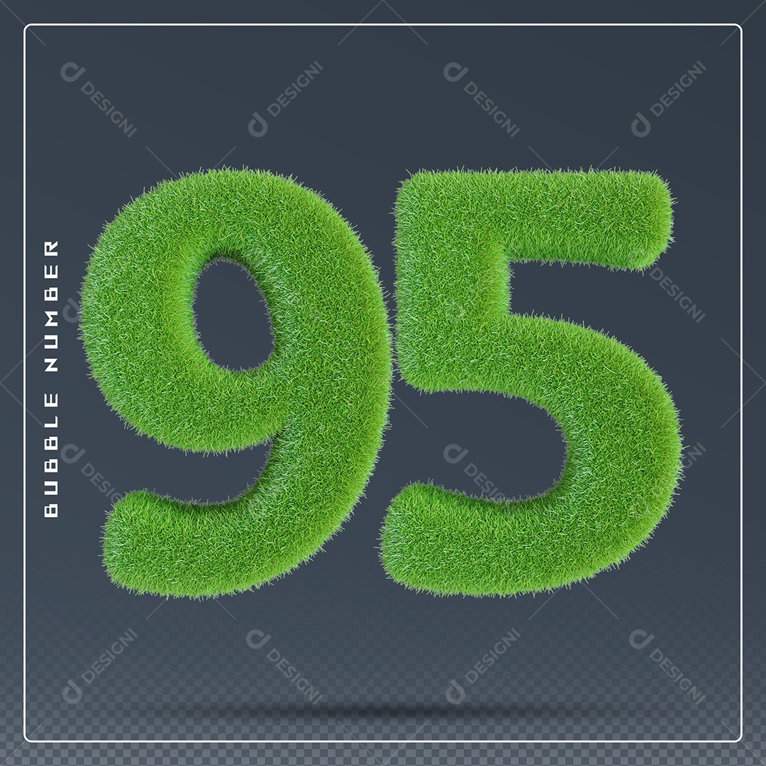 Elemento 3D Número 95 Verde para Composição PSD