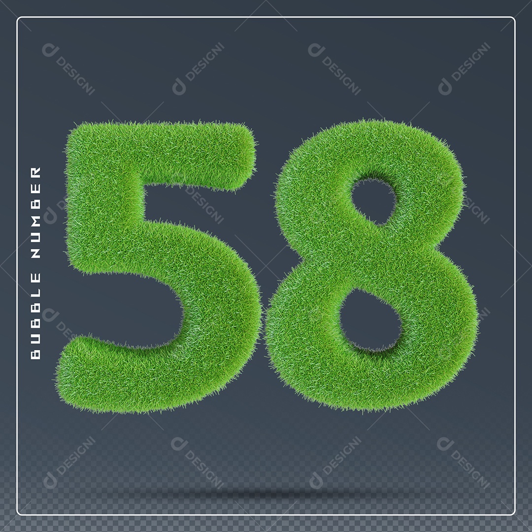 Elemento 3D Número 58 Verde para Composição PSD