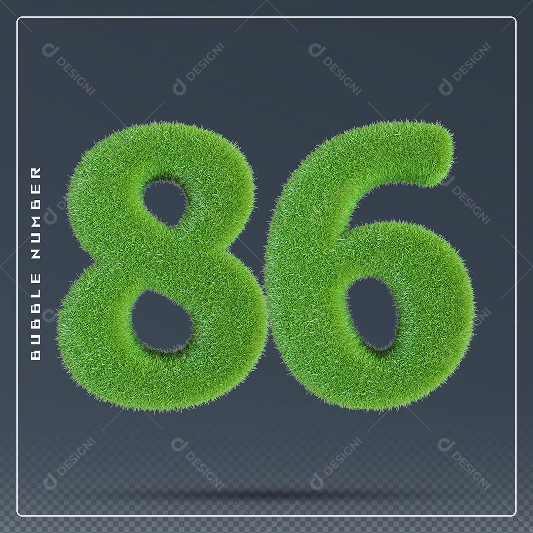 Elemento 3D Número 86 Verde para Composição PSD